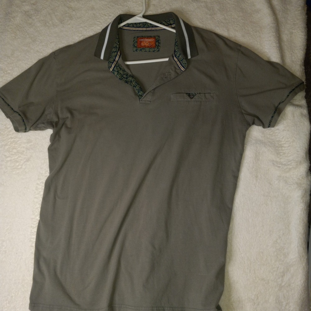 Consequence Men's Cotton Blend Green Short Sleeve Polo Golf Shirt Size L Surf